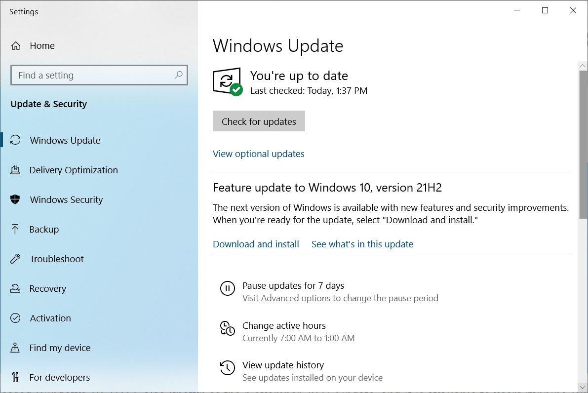La mise à jour des fonctionnalités de Windows 10, version 21H2