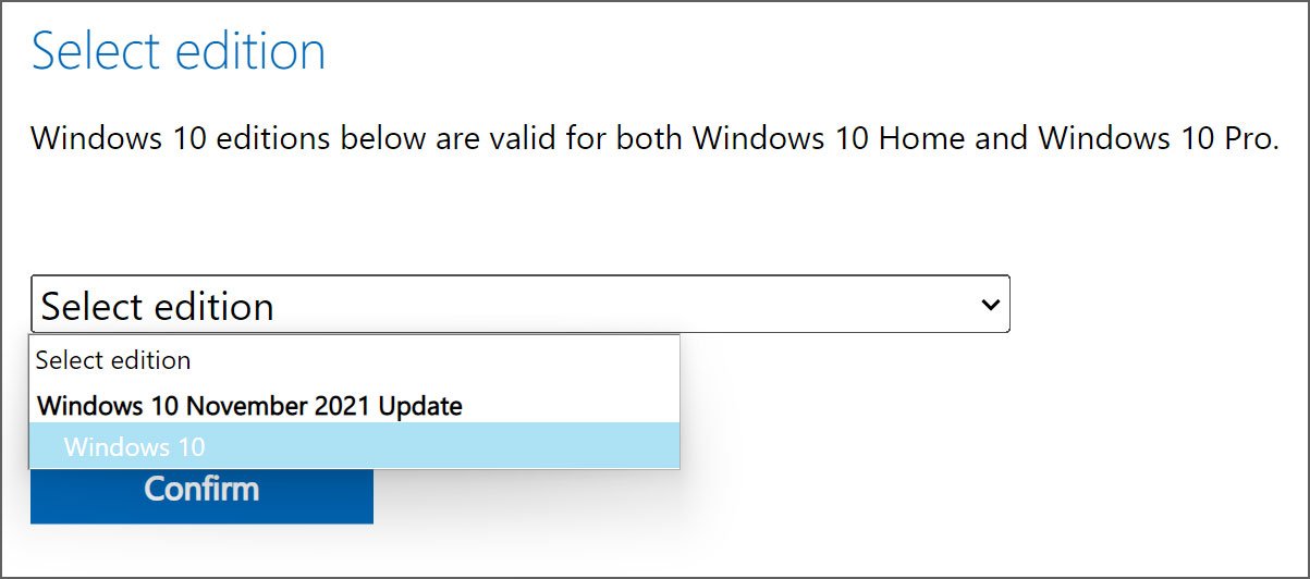 Sélectionnez la mise à jour Windows 10 novembre 2021