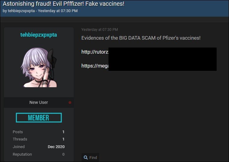 Les pirates informatiques tardigrade ciblent les grands fabricants de vaccins pharmaceutiques avec des logiciels malveillants furtifs 4 Fuite de données de l'EMA sur un forum de piratage