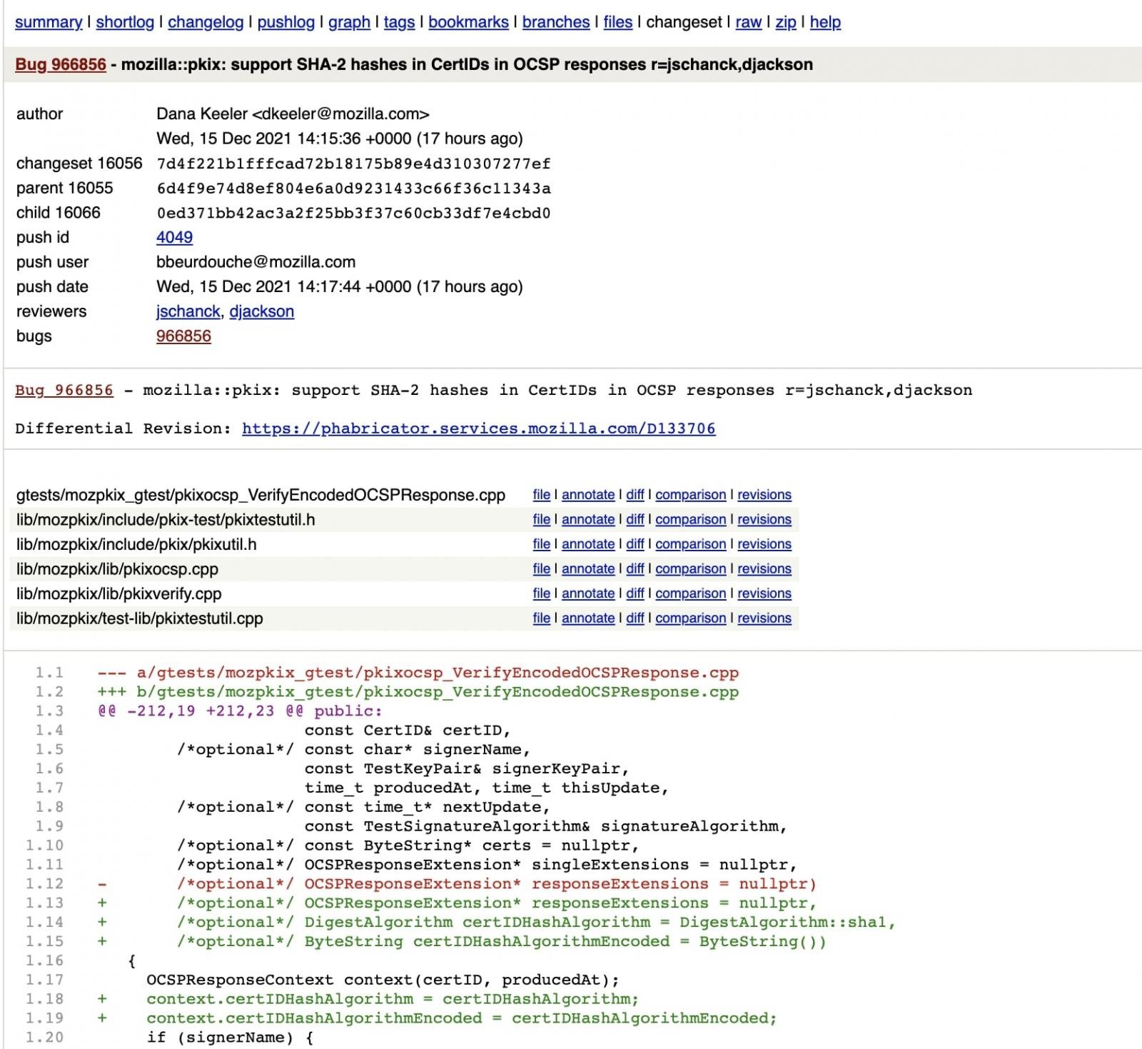 Correctif de Firefox pour la prise en charge de SHA256 dans OCSP