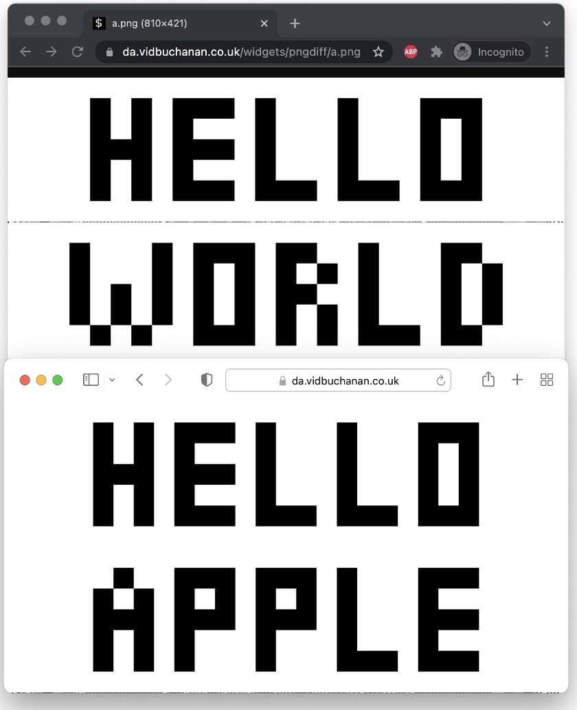 L'image apparaît différemment dans Safari et Chrome sur macOS