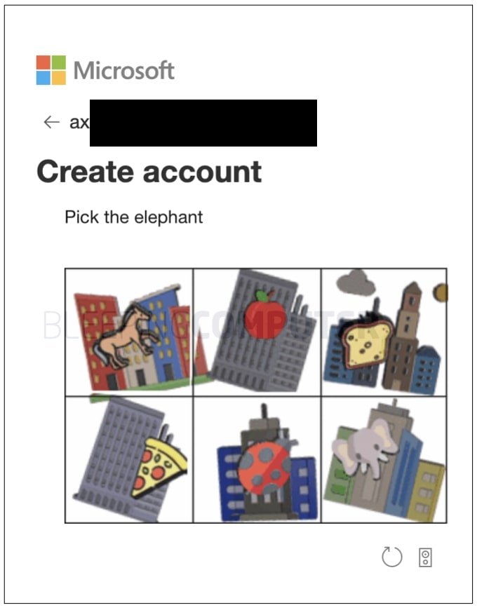 Captcha de compte Microsoft