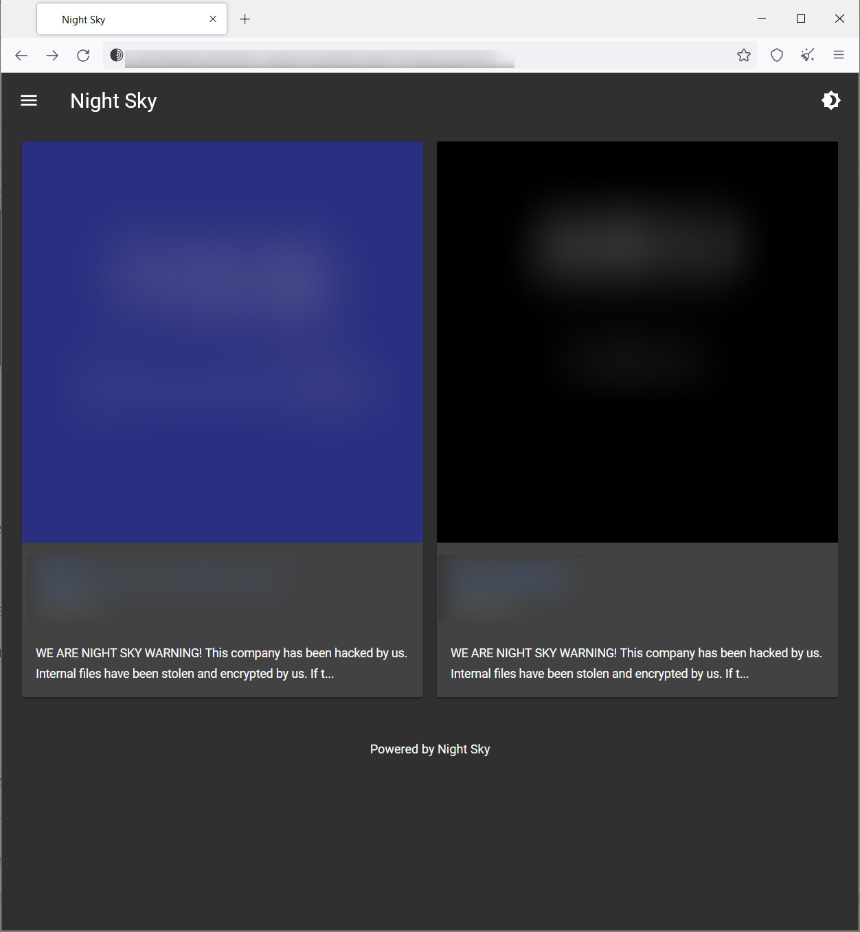 Site de fuite de données Night Sky