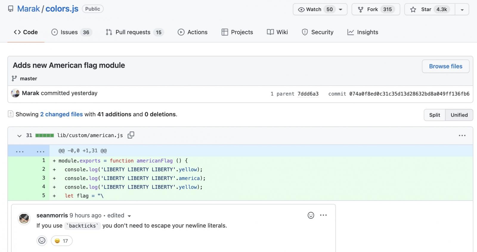 colours.js espiègle GitHub acommit