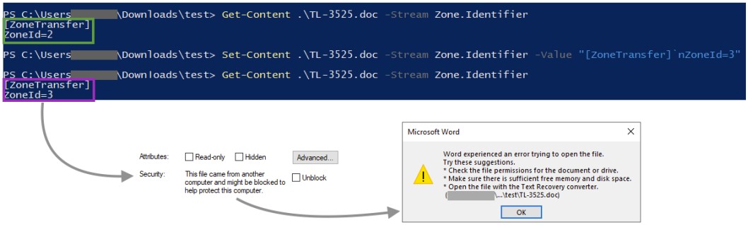 Modification de ZoneID pour contourner la protection MS Office