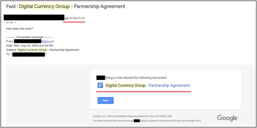E-mail utilisé dans les dernières campagnes BlueNoroff