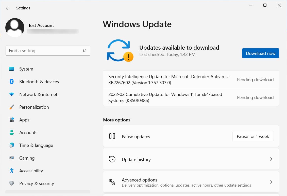 Mise à jour KB5010386 ​​​​​​​offerte dans Windows Update