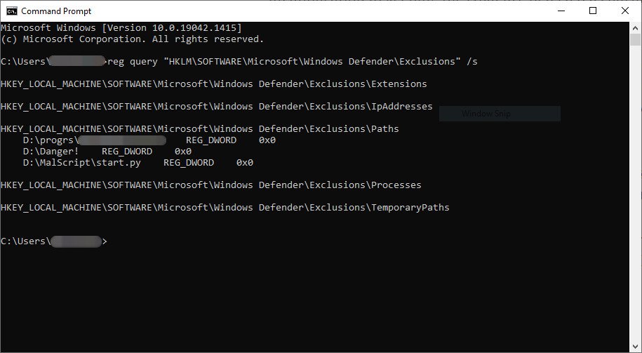Accéder aux exclusions Defender