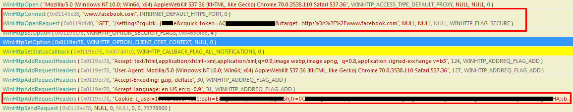 Voler les cookies Facebook du navigateur