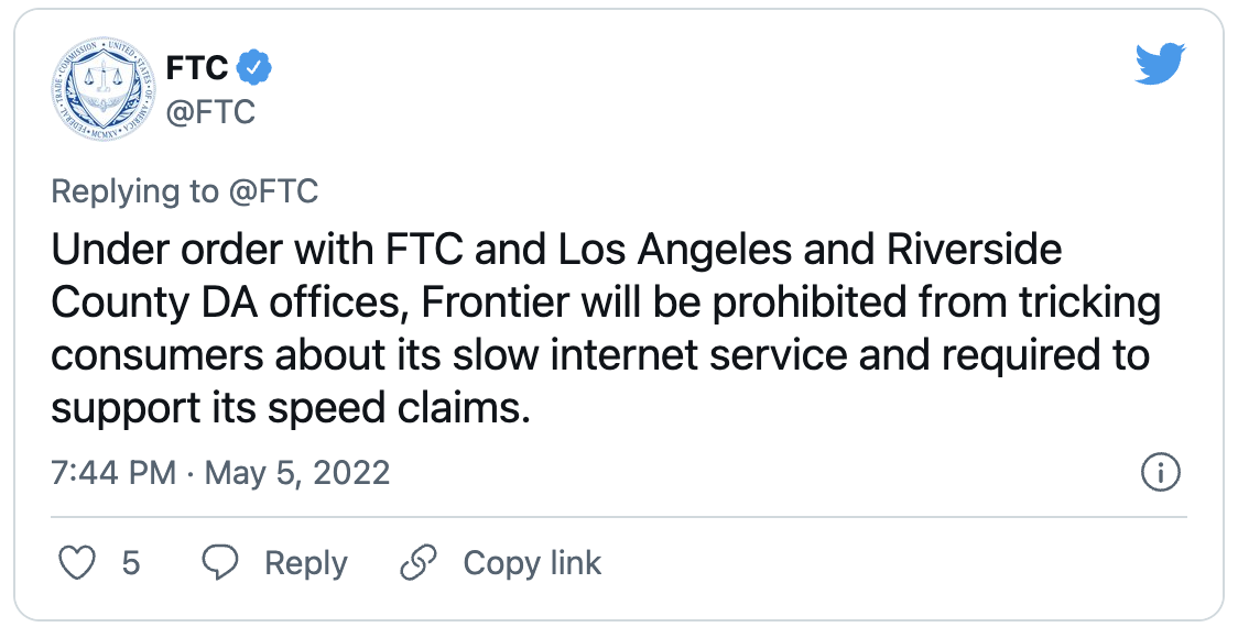 FTC tweet frontière