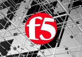 F5 logo over metal rods