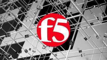 F5 logo over metal rods