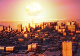 Ilustração de Nova Iorque com ataque nuclear