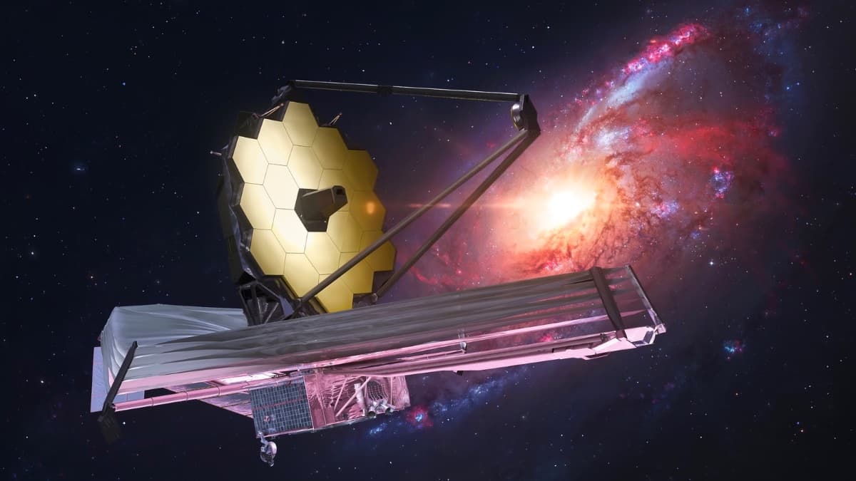 Ilustração do Telescópio Espacial James Webb que tem um SSD de 68 GB
