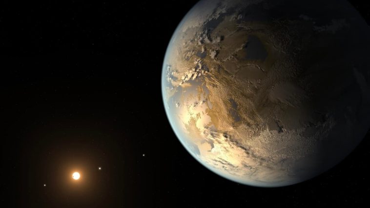 Ilustração de um planeta com vida segundo a visão da NASA