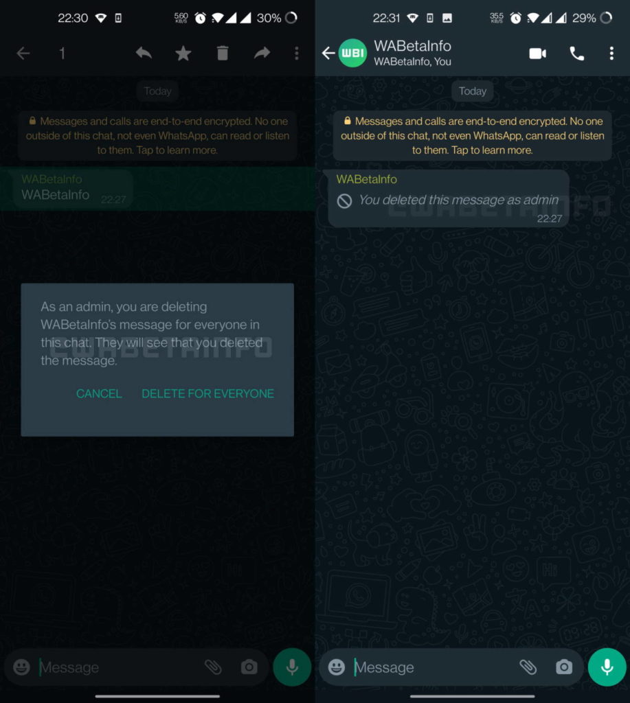 Les administrateurs WhatsApp regroupent les messages de conversations