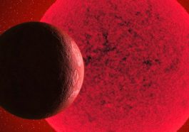 Ilustração da Super-Terra e da sua estrela anã vermelha