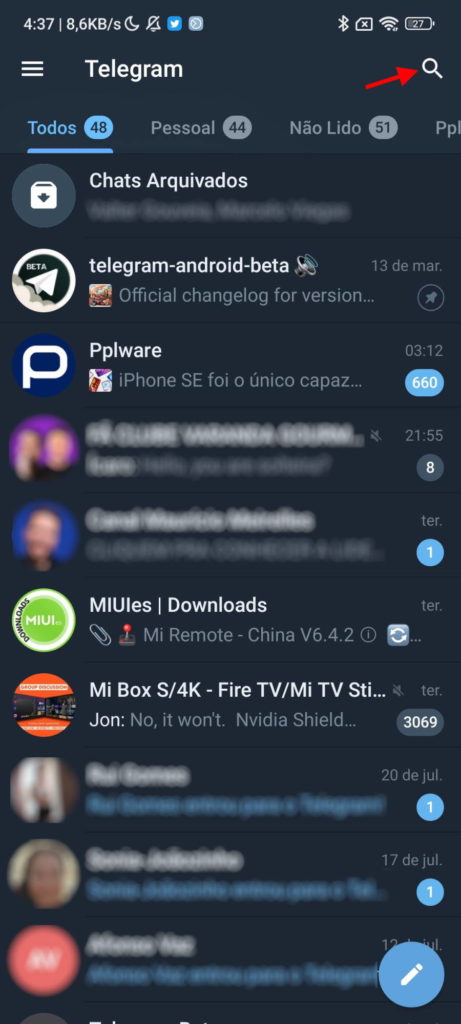 Les téléchargements de télégrammes incluent des groupes de discussion