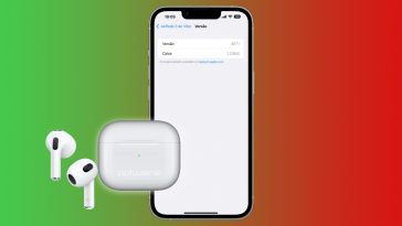 Ilustração de novidade trazida no iOS 16 beta 5 para informação do firmware dos AirPods