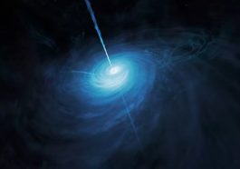 Ilustração de quasar que terá 14 biliões de vezes mai água do que a que existe aqui na Terra