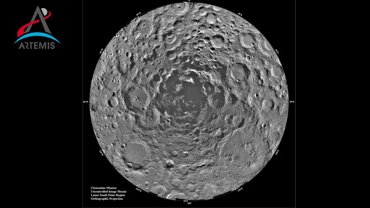 Ilustração dos locais na Lua onde a NASA pode escolher na Artemis 3.