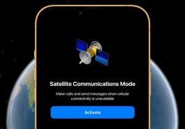Ilustração iPhone 13 com ligação a satélite