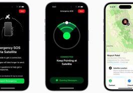 La liaison satellite de l'iPhone 14 utilise une puce Qualcomm et des composants RF basés sur Apple 90 Ilustração da funcionalidade de SOS por satélite do iPhone 14