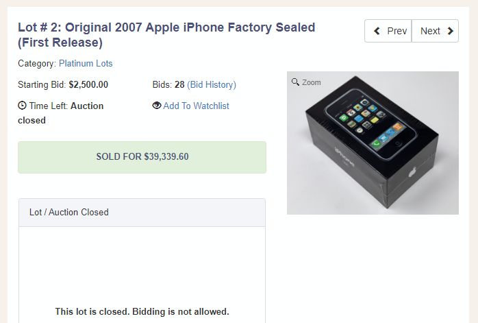 1666090804 950 Le premier iPhone dApple vendu aux encheres pour plus de