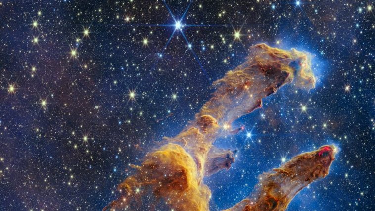 Imagem dos Pilares da Criação captada pelo telescópio espacial da NASA James Webb