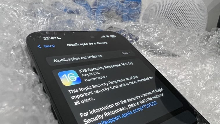 Imagem iOS 16.2 beta 3 com Rápida Resposta de Segurança