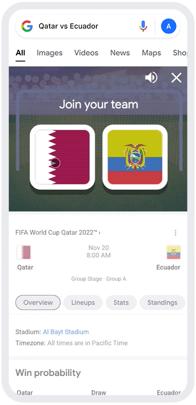 Informations sur les jeux Google de la Coupe du monde 2022 au Qatar