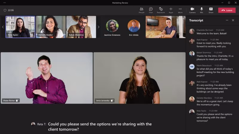 Intérpretes de Língua Gestual em destaque numa reunião a decorrer no Microsoft Teams