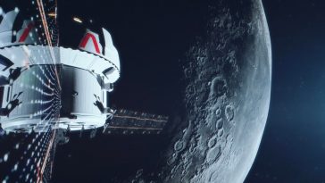 Imagem da Orion perto da Lua, a nave da NASA da missão Artemis 1