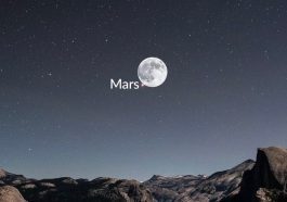 Imagem da Lua com Marte em oposição