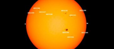 Imagem da mancha solar gigante no Sol