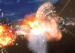 Ilustração da explosão do satélite russo Kosmos 2499