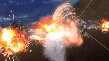 Ilustração da explosão do satélite russo Kosmos 2499