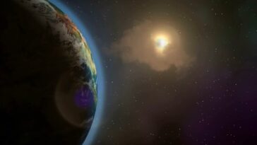 Ilustração do uso de poeira lunar para combater mudanças climáticas na Terra