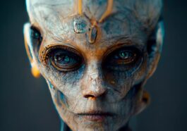 Ilustração do rosto de um extraterrestre