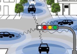 Imagem de semáforo a gerir cruzamento de carros autónomos
