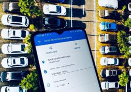 Ilustração aplicações para encontrar o carro estacionado