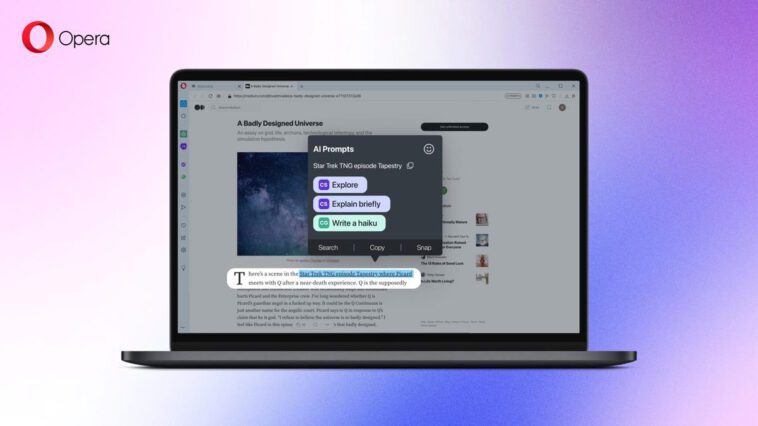 Opera a également déjà ChatGPT et d'autres IA disponibles pour les utilisateurs de son navigateur 1 Opera ChatGPT ChatSonic IA browser