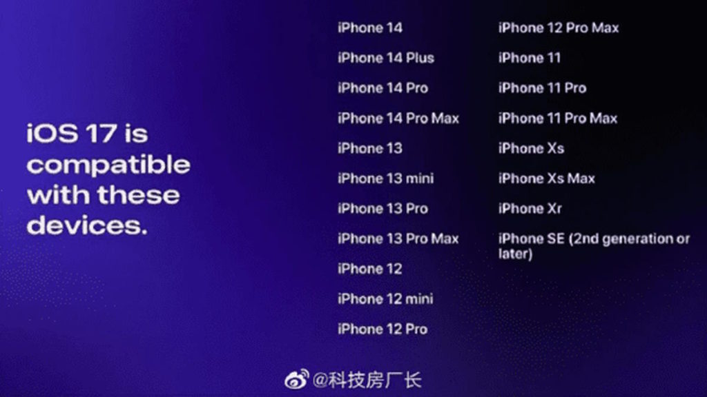 Modèles d'équipement iOS 17 iPhone Apple
