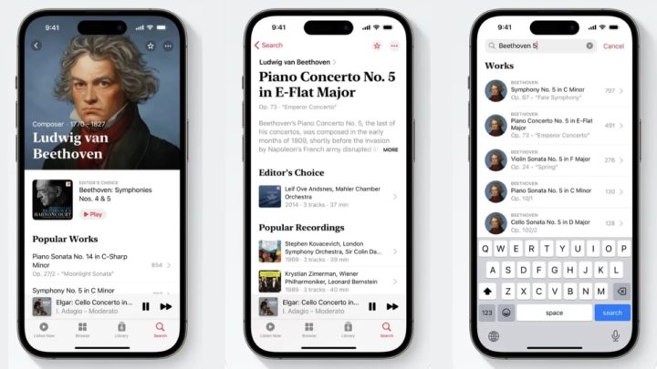 Image de l'application de musique classique d'Apple Music, Apple Music Classical