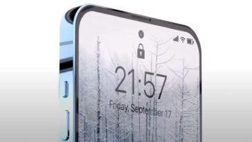 Ilustração do iPhone 17 Pro sem Dynamic Island e Face ID debaixo do ecrã