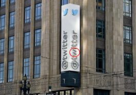 Imagem do reclamo do Twitter na sua sede em San Francisco