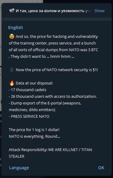 Des hackers pro-russes partagent des données de l'OTAN