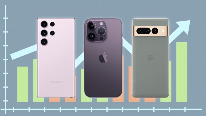 Image iPhone 14, Galaxy S23 et Pixel 7