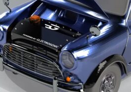 Un kit spécial transforme votre ancienne Mini en une puissante voiture électrique 100 Ilustração do kit que transforma um Mini térmico num carro elétrico